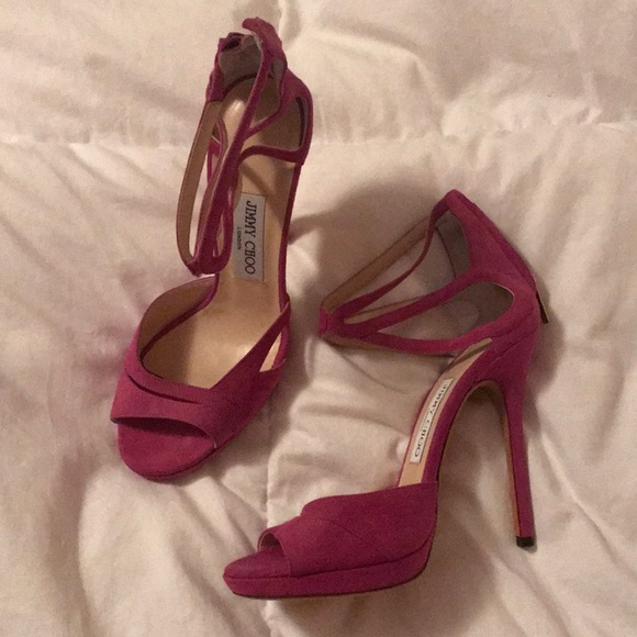 Pink suede Jimmy Choo heels/sandals - Picture 2 of 2